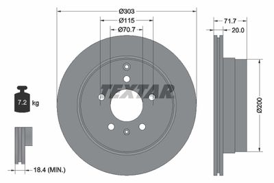 Тормозной диск TEXTAR 92165503 для CHEVROLET CAPTIVA
