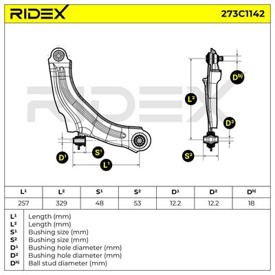 носач, окачване на колелата RIDEX 273C1142