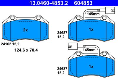 Комплект тормозных колодок, дисковый тормоз ATE 13.0460-4853.2 для ABARTH GRANDE