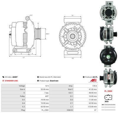 GENERATOR / ALTERNATOR AS-PL A6087 4