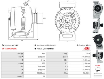GENERATOR / ALTERNATOR AS-PL A01120S 4