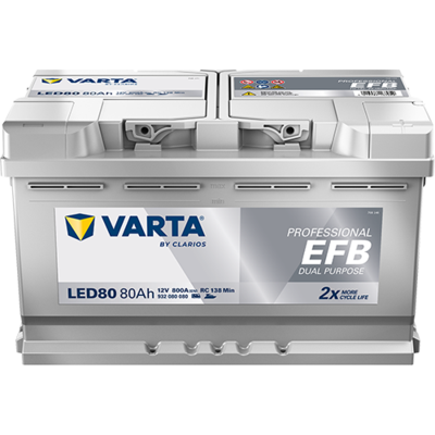 Batterij VARTA 12V 80Ah (EN) PROFESSIONAL DUAL PURPOSE EFB R+ Standaard terminal 315x175x190mm, B13 - montageflens 10,5 mm efb/tweeledig doel