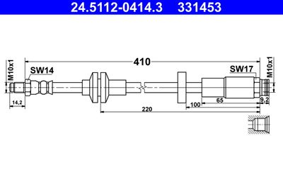 Тормозной шланг ATE 24.5112-0414.3 для ALFA ROMEO GIULIETTA
