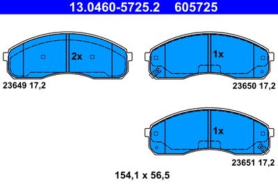 Комплект тормозных колодок, дисковый тормоз ATE 13.0460-5725.2 для KIA PREGIO