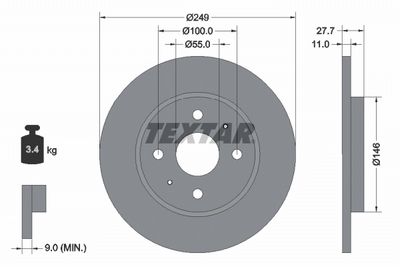 Brake disc Achter Links/Rechts past: BYD DOLPHIN Electric 08.21-