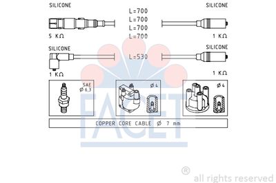 Комплект проводов зажигания FACET 4.9551 для VW PASSAT