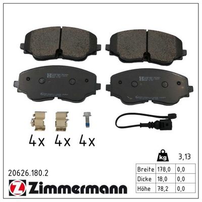 BREMSBELAGSATZ SCHEIBENBREMSE ZIMMERMANN 206261802