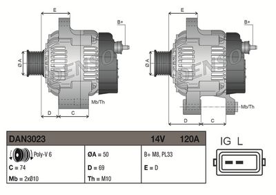 GENERATOR / ALTERNATOR DENSO DAN3023 2