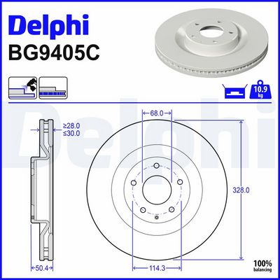 спирачен диск DELPHI BG9405C