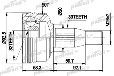 Шарнирный комплект, приводной вал PATRON PCV8957 для DODGE INTREPID