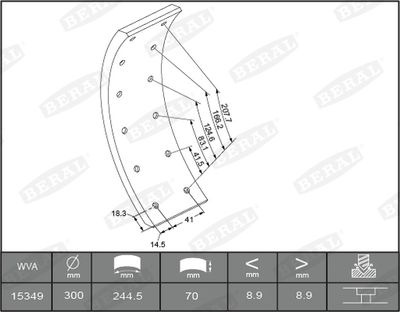 Комплект тормозных башмаков, барабанные тормоза BERAL KBL15349.2-1549 для MERCEDES-BENZ T2/L