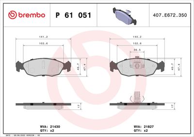 BREMBO Remblokkenset, schijfrem PRIME LINE (P 61 051)