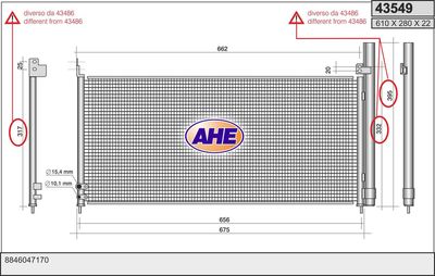 Конденсатор, кондиционер AHE 43549 для TOYOTA PRIUS
