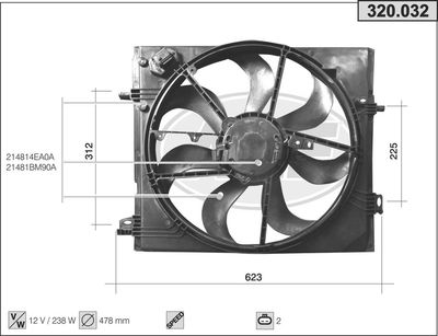 Вентилятор, охлаждение двигателя AHE 320.032 для RENAULT KADJAR