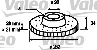 Тормозной диск VALEO 186439 для ROVER 600