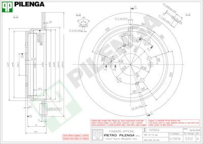 PILENGA 5312 Тормозные диски  для HONDA (Хонда)