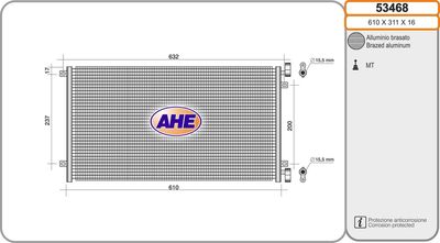 Конденсатор, кондиционер AHE 53468 для FIAT DOBLO