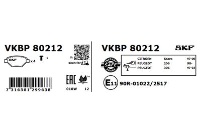 Brake Pad Set, disc brake VKBP 80212