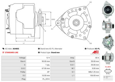 GENERATOR / ALTERNATOR AS-PL A6480S 5