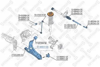 носач, окачване на колелата STELLOX 57-03517-SX