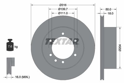 Тормозной диск TEXTAR 92129900 для NISSAN PATROL