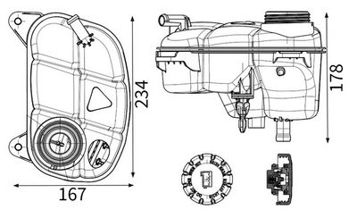 Vase d'expansion MAHLE — 234mm, 167mm