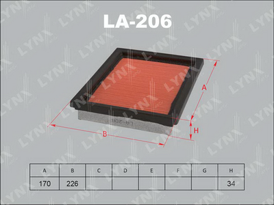LYNXauto LA-206 Воздушный фильтр  для INFINITI Q60 (Инфинити Q60)