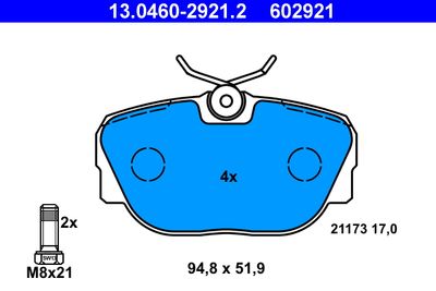 Комплект тормозных колодок, дисковый тормоз ATE 13.0460-2921.2 для BMW Z1