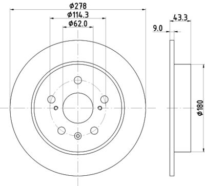 Тормозной диск MINTEX MDC2715 для FIAT SEDICI