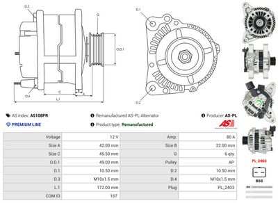 GENERATOR / ALTERNATOR AS-PL A5108PR 4