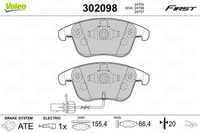 Комплект тормозных колодок, дисковый тормоз VALEO 302098 для AUDI A5