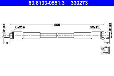 Тормозной шланг ATE 83.6133-0551.3 для MERCEDES-BENZ T2/L