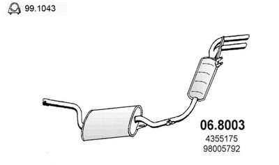 Средний / конечный глушитель ОГ ASSO 06.8003 для AUTOBIANCHI A
