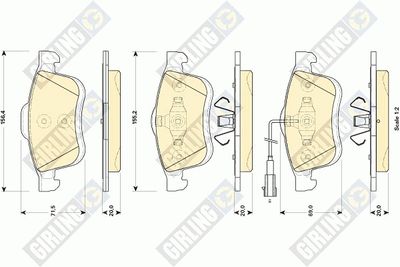 Комплект тормозных колодок, дисковый тормоз GIRLING 6118644 для FIAT DOBLO