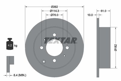 Тормозной диск TEXTAR 92130900 для HYUNDAI MATRIX