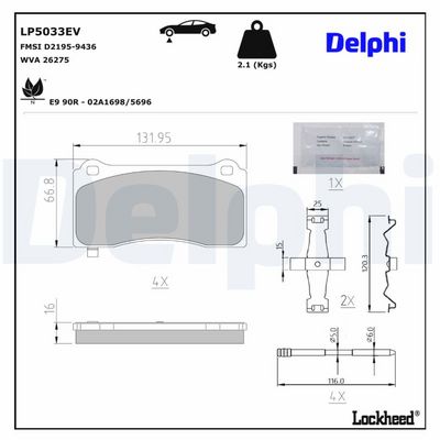 BREMSBELAGSATZ SCHEIBENBREMSE DELPHI LP5033EV 2