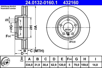 Тормозной диск ATE 24.0132-0160.1 для BMW Z8