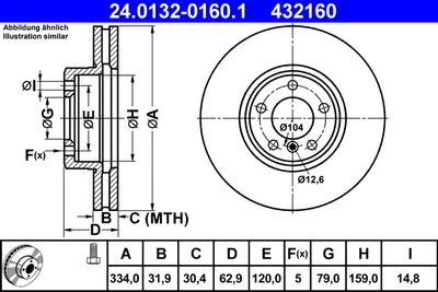 ATE 24.0132-0160.1 Тормозные диски  для BMW Z8 (Бмв З8)