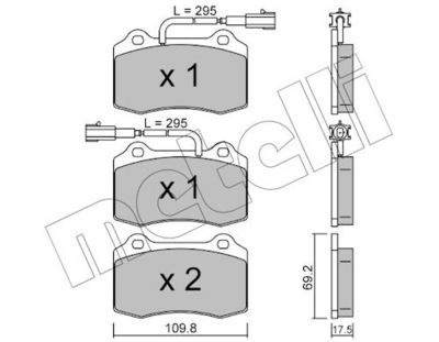 комплект спирачно феродо, дискови спирачки METELLI 22-0251-0