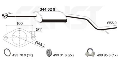 ERNST 344067 Глушитель выхлопных газов для FORD MONDEO III седан (B4Y) 3.0 V6 24V ERNST 344067 Глушитель выхлопных газов для FORD MONDEO III седан (B4Y) 3.0 V6 24V