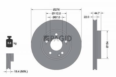 Tarcza hamulcowa PAGID 54319NC