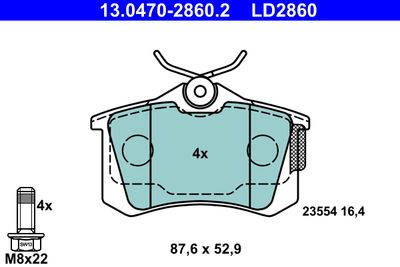 Комплект тормозных колодок, дисковый тормоз 13.0470-2860.2