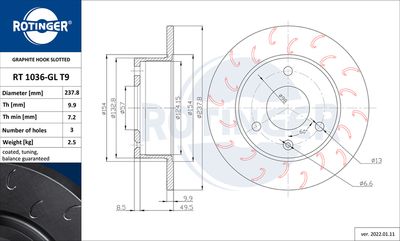Tarcza hamulcowa ROTINGER RT 1036-GL T9