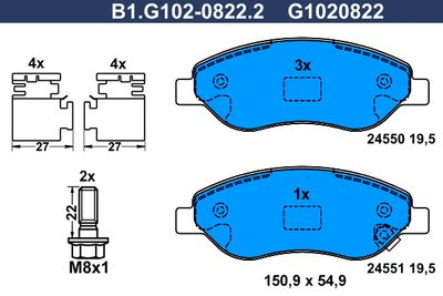 GALFER B1.G102-0822.2 Тормозные колодки и сигнализаторы для OPEL CORSA D (S07) 1.7 CDTI (L08, L68) GALFER B1.G102-0822.2 Тормозные колодки и сигнализаторы для OPEL CORSA D (S07) 1.7 CDTI (L08, L68)