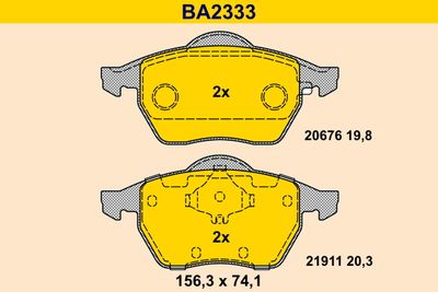 Sada brzdových destiček, kotoučová brzda BARUM BA2333