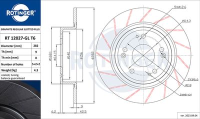 спирачен диск ROTINGER RT 12027-GL T6