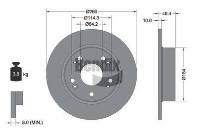 BENDIX Braking BDS1715 Тормозные диски  для HONDA ACCORD (Хонда Аккорд)