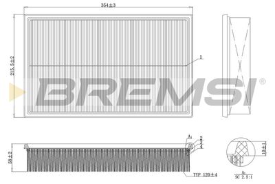 BREMSI FA2159 Воздушный фильтр  для VOLVO S80 (Вольво С80)