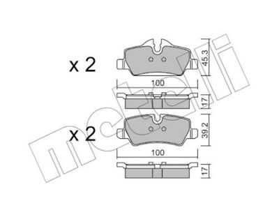 комплект спирачно феродо, дискови спирачки METELLI 22-1014-0