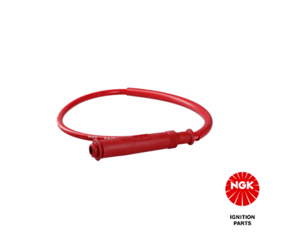 Bougie pijp, hoek: 180°, Lang, bougie draad: 10/12/14mm, aansluiting: SAE moer, materiaal behuizing: Rubber, kleur bougiedop: rood, draad kleur: rood, spoel draad lengte: 50cm